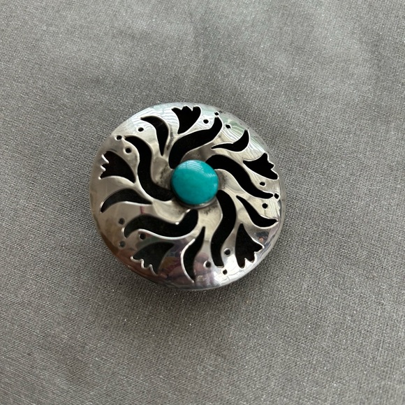 Silver and turquoise pendant / brooch - Picture 3 of 5
